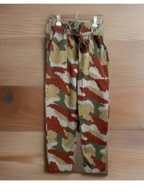 Zara Pants Women's Size 2 TRF Collection Camo Straight Leg pockets Ankle Cropped